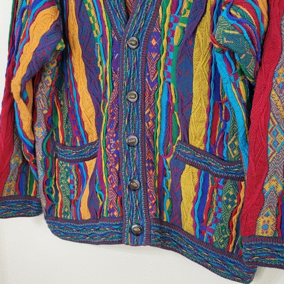 GECCU Multi-Color 3D Textured Men's Cardigan Sweater Medium - Picture 2 of 6